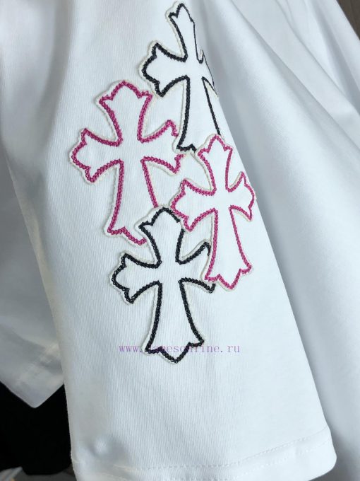 CH Kroxin 25FW Spring/Summer New Round Neck T-shirt With Patchwork Chain Embroidered Using Heav pydhx75o - Image 8