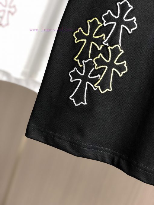 CH Kroxin 25FW Spring/Summer New Round Neck T-shirt With Patchwork Chain Embroidered Using Heav h3d8zt03 - Image 4