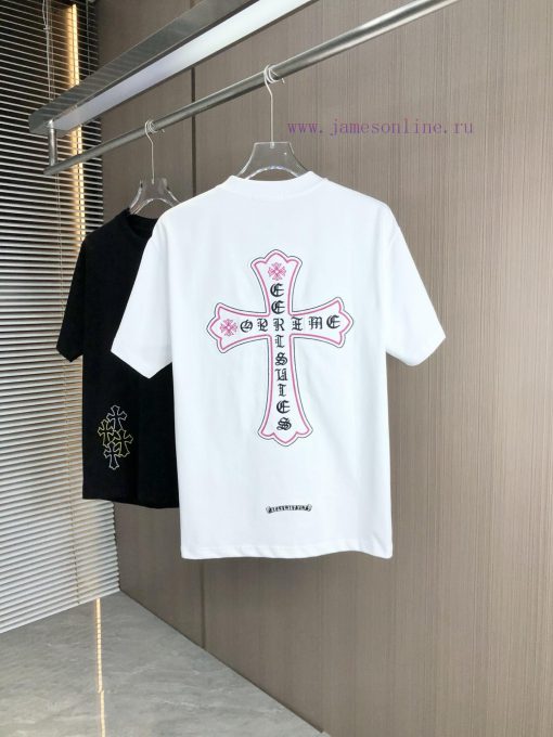 CH Kroxin 25FW Spring/Summer New Round Neck T-shirt With Patchwork Chain Embroidered Using Heav pydhx75o - Image 9