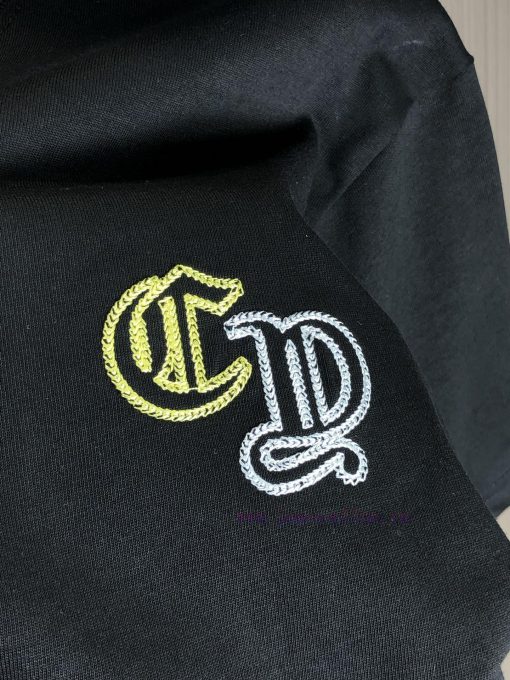 CH Kroxin 25FW Spring/Summer New Round Neck T-shirt With Patchwork Chain Embroidered Using Heav h3d8zt03 - Image 7