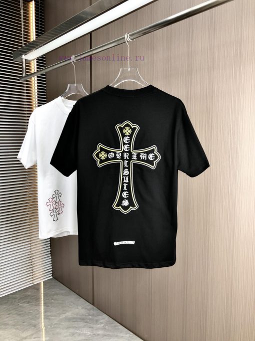 CH Kroxin 25FW Spring/Summer New Round Neck T-shirt With Patchwork Chain Embroidered Using Heav h3d8zt03 - Image 9