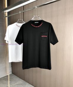 CH Kroxin 25FW Spring/Summer New Round Neck T-shirt With Ribbed Embroidery At The Collar Made O rn8mbqx7