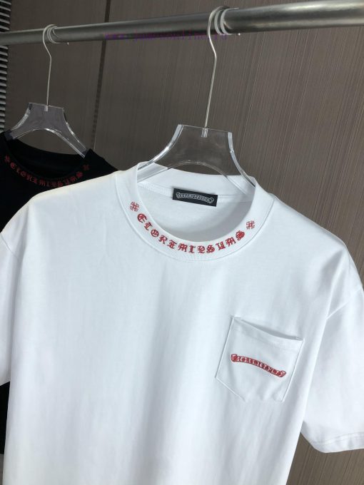 CH Kroxin 25FW Spring/Summer New Round Neck T-shirt With Ribbed Embroidery At The Collar Made O ygk9597j - Image 3