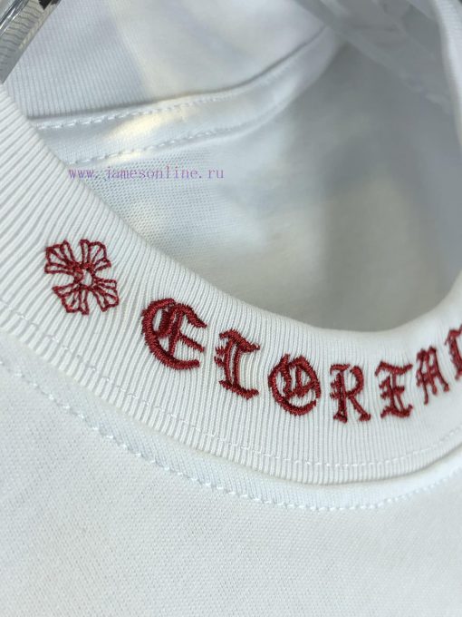CH Kroxin 25FW Spring/Summer New Round Neck T-shirt With Ribbed Embroidery At The Collar Made O ygk9597j - Image 6