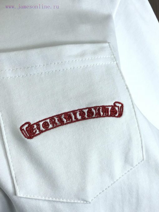 CH Kroxin 25FW Spring/Summer New Round Neck T-shirt With Ribbed Embroidery At The Collar Made O ygk9597j - Image 7