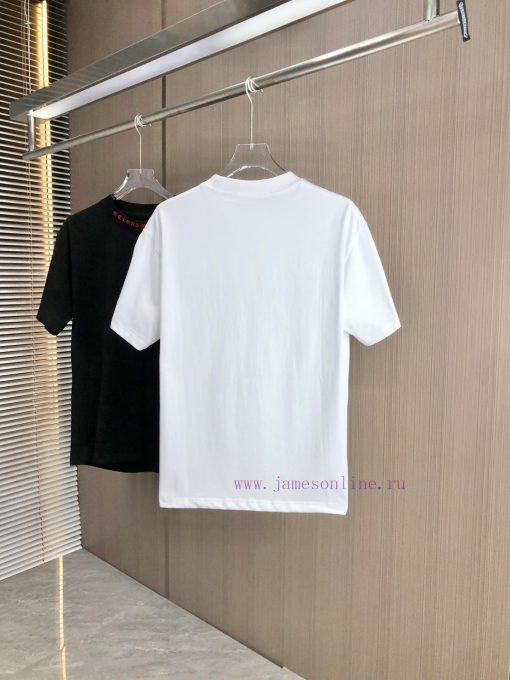 CH Kroxin 25FW Spring/Summer New Round Neck T-shirt With Ribbed Embroidery At The Collar Made O ygk9597j - Image 9