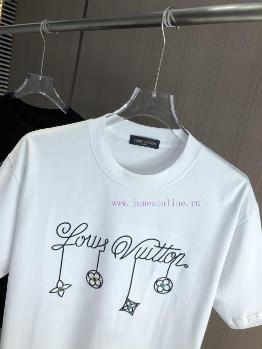Donkey Home 25FW Spring/Summer New Round Neck T-shirt With Chain Embroidery And Turquoise Bump atazd3qb - Image 3