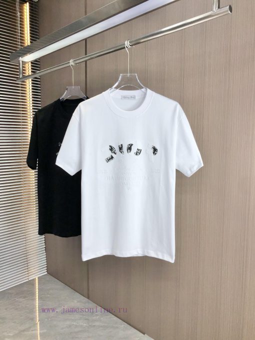 Dior 25FW Spring/Summer New Round Neck T-shirt With Old Flowers Dior Cowboy Jacquard Embroidere zm78e936 - Image 2