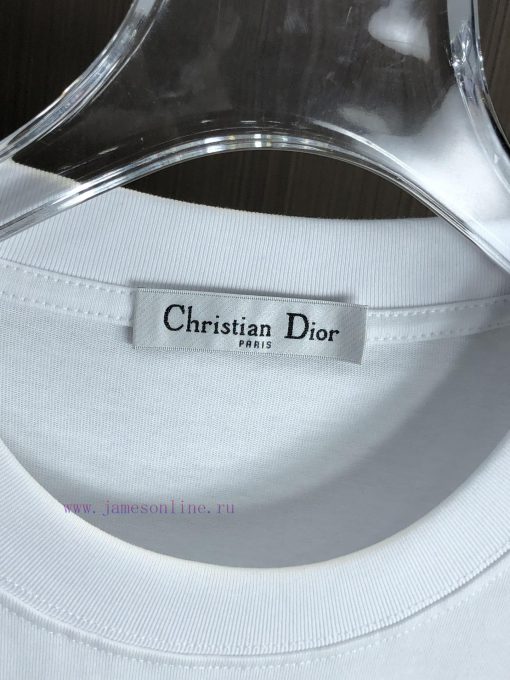 Dior 25FW Spring/Summer New Round Neck T-shirt With Old Flowers Dior Cowboy Jacquard Embroidere zm78e936 - Image 5
