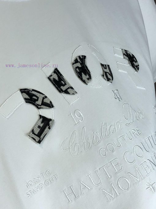 Dior 25FW Spring/Summer New Round Neck T-shirt With Old Flowers Dior Cowboy Jacquard Embroidere zm78e936 - Image 6