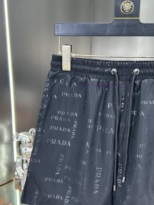 Prada 2025 Spring And Summer New Embossed Beach Pants 4-point Shorts Official Website Synchroni n98h9ucb - Image 5