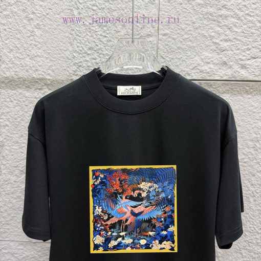 Hermes 2025 Spring/Summer New Flamingo Box Printed Custom Double Yarn Plain Cotton Fabric Short c6irqyuy - Image 3