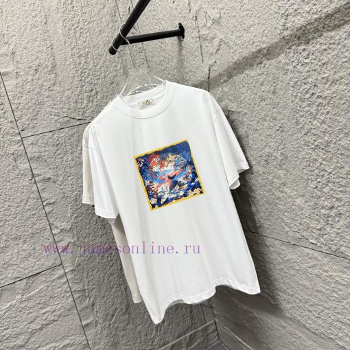Hermes 2025 Spring/Summer New Flamingo Box Printed Custom Double Yarn Plain Cotton Fabric Short bqdl9wua - Image 3