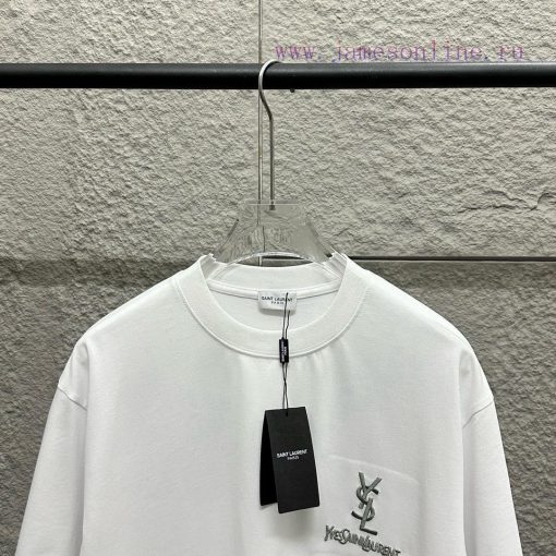 Ysl * Saint Laurent * 2025 Spring/Summer New Collection Classic Letter Silver Thread Embroidery 7ctx7yqe - Image 5