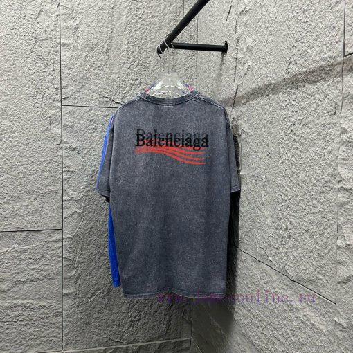 BAL * Paris * 2025 Spring And Summer New Snowflake Vintage Round Neck Short Sleeve With Washed xtxo3h28 - Image 3