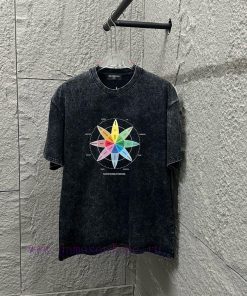 BAL * Paris * 2025 Spring And Summer New Snowflake Vintage Round Neck Short Sleeve With Washed 57l8z0v2
