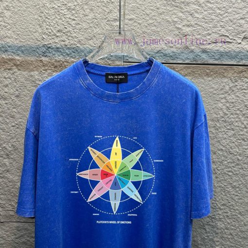 BAL * Paris * 2025 Spring And Summer New Snowflake Vintage Round Neck Short Sleeve With Washed sa3nonec - Image 4