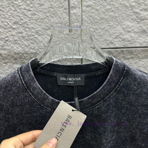BAL * Paris * 2025 Spring And Summer New Snowflake Vintage Round Neck Short Sleeve With Washed 57l8z0v2 - Image 8