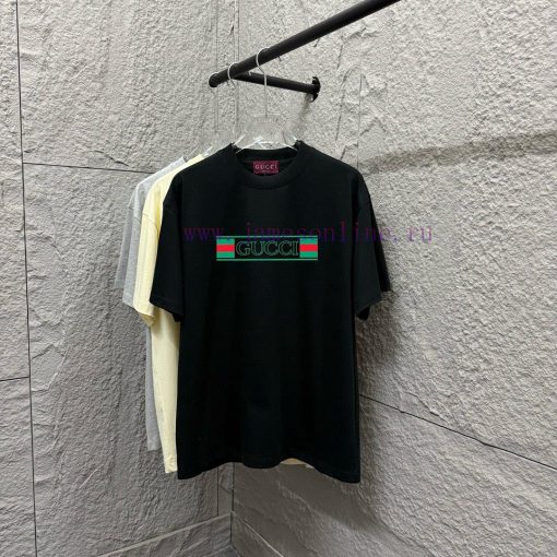 Gu Gu * Chi 2025 Spring/Summer New Collection Chest Letter Double G Printed Short Sleeve T-shir 0mth0fvn