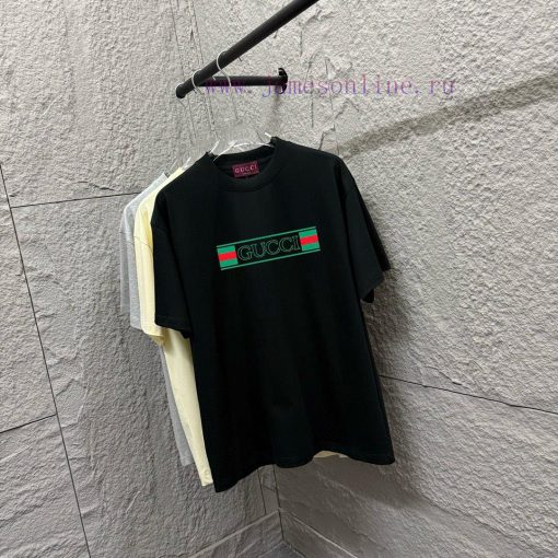 Gu Gu * Chi 2025 Spring/Summer New Collection Chest Letter Double G Printed Short Sleeve T-shir 0mth0fvn - Image 3