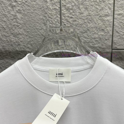 Ami 2025 Spring/Summer New Collection Ami Letter Embroidered Custom Double Yarn Plain Cotton Fa pj04x56a - Image 5