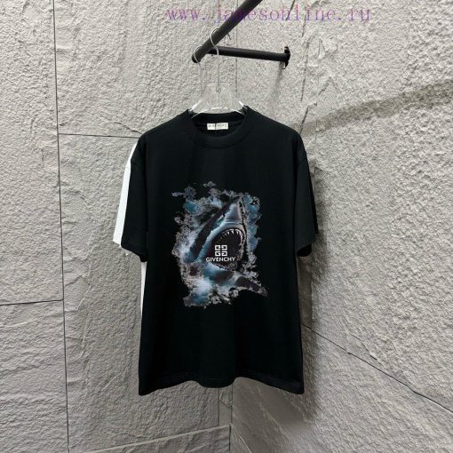 Givenchy Gvc * Givenchy 2025 Spring/Summer New Shark Totem Letter Printed Custom Double Yarn Pl ssnhglv2 - Image 2