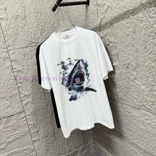 Givenchy Gvc * Givenchy 2025 Spring/Summer New Shark Totem Letter Printed Custom Double Yarn Pl xtq7qncq - Image 4