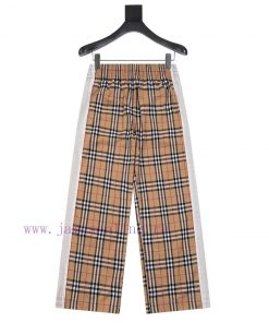 BURBERRY Women's Side Striped Plaid Elastic Cotton PantsExquisite Paper Bag PackagingBurberry's v0or1jtt