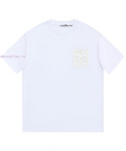 LOEWE Luo YiweiNew Laminated Pocket Embroidered Short Sleeved T-shirt ®*Customized 280g All Cot mitmjsqj