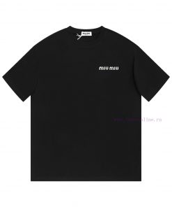 MinMinNew Laminated Letter Embroidered Short Sleeved T-shirt ®*Customized 280g All Cotton Fabri i1hjrui1