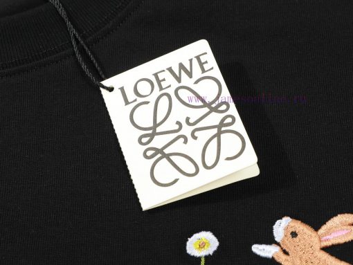 LOEWE Luo YiweiNew Embroidered Short Sleeved T-shirt With Bunny Pattern ®*Customized 280g All C 64w5p260 - Image 6