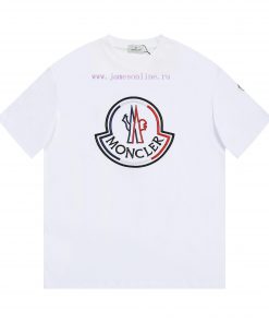 MONCLER Mask MouthClassic Embroidered Short Sleeve T-shirt ®*Customized 280g All Cotton Fabric 6nu6zcod