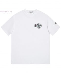 MONCLER Mask MouthClassic Embroidered Short Sleeve T-shirt ®*Customized 280g All Cotton Fabric owmasz4e