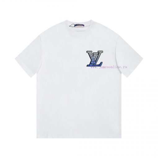LV's HomeNew Embroidered Short Sleeved T-shirt ®*Customized 280g All Cotton Fabric Soft And Ski k7l4ueyd