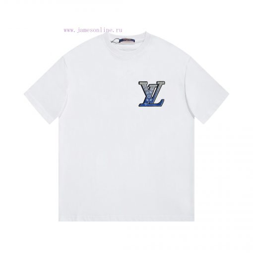 LV's HomeNew Embroidered Short Sleeved T-shirt ®*Customized 280g All Cotton Fabric Soft And Ski k7l4ueyd - Image 2