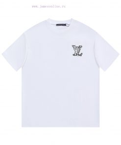 LV's HomeNew Embroidered Short Sleeved T-shirt ®*Customized 280g All Cotton Fabric Soft And Ski kdotvgpo