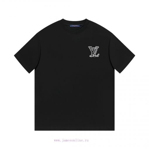 LV's HomeNew Embroidered Short Sleeved T-shirt ®*Customized 280g All Cotton Fabric Soft And Ski m3qu5tyk