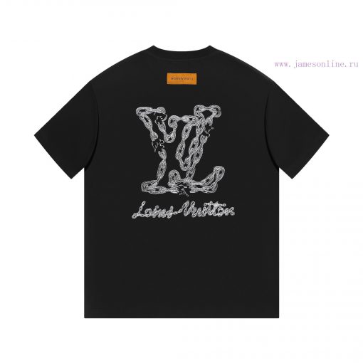 LV's HomeNew Embroidered Short Sleeved T-shirt ®*Customized 280g All Cotton Fabric Soft And Ski m3qu5tyk - Image 3