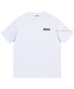 MinMinNew Laminated Letter Embroidered Short Sleeved T-shirt ®*Customized 280g All Cotton Fabri 8le7xn45