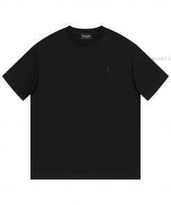 Saint Laurent/Saint Laurent 25ss YSL Logo Embroidered Short Sleeved ShirtCustomized Obsidian Do 1y76rzdh