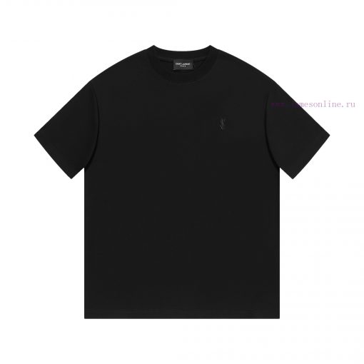 Saint Laurent/Saint Laurent 25ss YSL Logo Embroidered Short Sleeved ShirtCustomized Obsidian Do 1y76rzdh