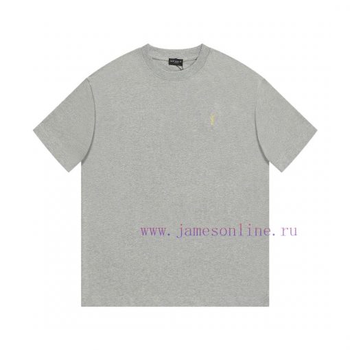 Saint Laurent/Saint Laurent 25ss YSL Logo Embroidered Short Sleeved ShirtCustomized Obsidian Do tp0x79ff - Image 2