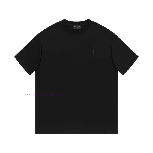 Saint Laurent/Saint Laurent 25ss YSL Logo Embroidered Short Sleeved ShirtCustomized Obsidian Do 1y76rzdh - Image 2