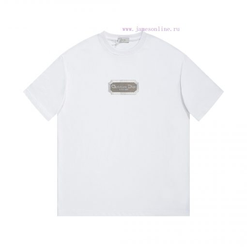 DIOR DiorEmbroidered Letter Short Sleeved T-shirt ®*Customized 280g All Cotton Fabric Soft And 7wc28tlq - Image 2
