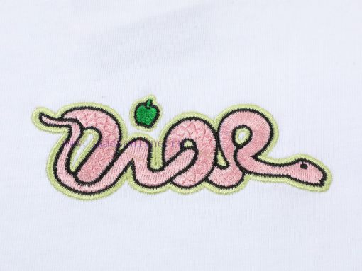 DIOR DiorEmbroidered Snake Letter Short Sleeved T-shirt ®*Customized 280g All Cotton Fabric Sof j45tiymy - Image 5