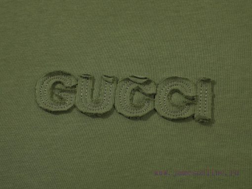 Gucci GucciLOGO Embroidery Sticker Handmade Letter Cutting Short Sleeved T-shirt ®*Customized 2 29chryhc - Image 5