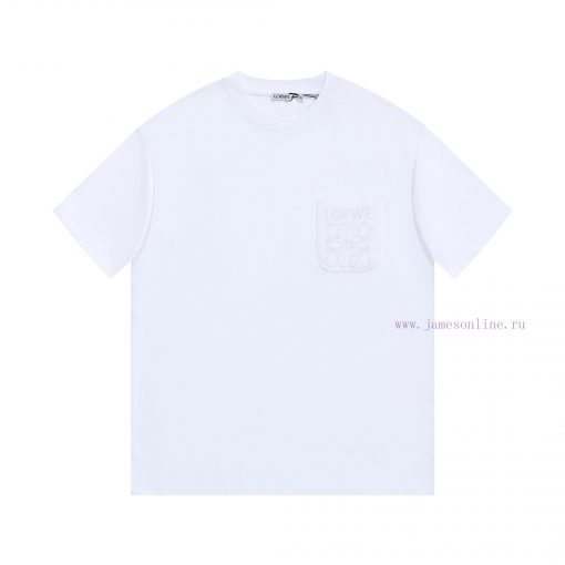 LOEWE Luo YiweiNew Pocket Embroidered Short Sleeved T-shirt ®*Customized 280g All Cotton Fabric u3iw8ipa - Image 2