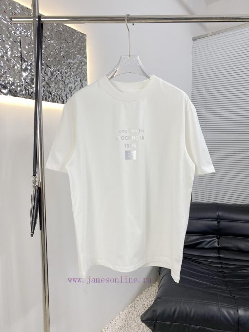 High Quality Acne 25ss New Short Sleeved T-shirtMade Of High-quality 100% Cotton Fabric With A ezwtec1s - Image 2