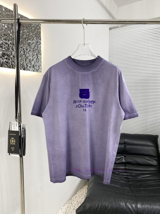 High Quality Acne25ss New Stir Fried Color Distressed Short Sleeved ShirtThe Fabric Is Made Of txn685w6
