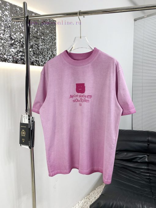 High Quality Acne25ss New Stir Fried Color Distressed Short Sleeved ShirtThe Fabric Is Made Of v0dku9f3 - Image 3